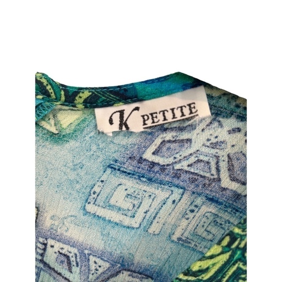 K Petite Vintage Tropical Hawaiian Print Maxi Dress Back Zipper Tags Missing - Picture 3 of 4